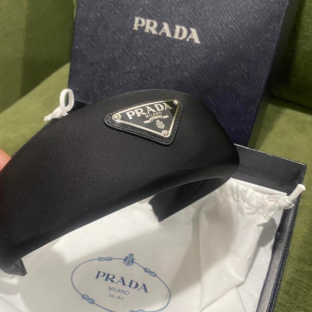Authentic Prada Black Re-Nylon Puffy Headband